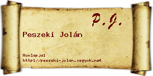 Peszeki Jolán névjegykártya